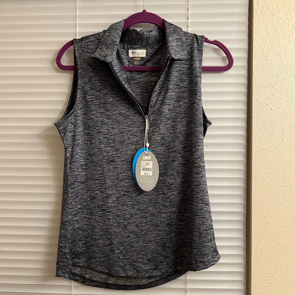 Greg Norman Gray Sleeveless Zip-Up Top Golf
